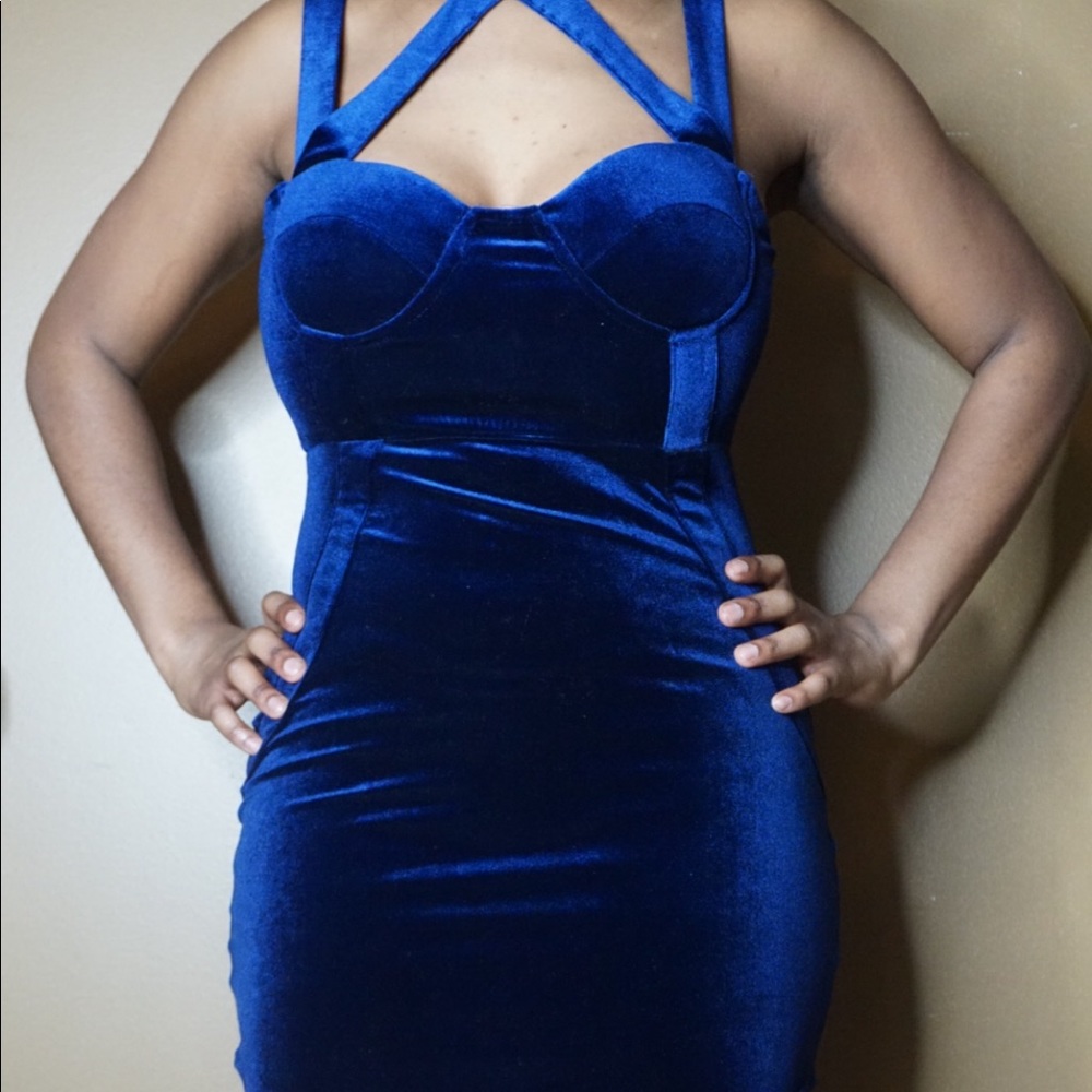 Cobalt Blue Velvet Dress
